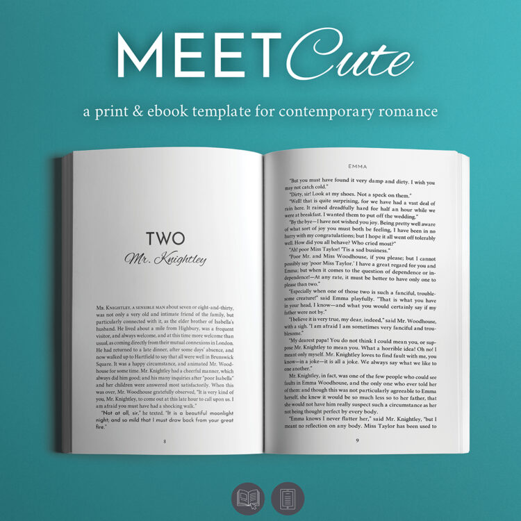 Meet Cute, a print and ebook template for contemporary romance