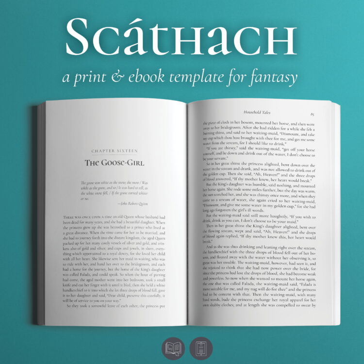 Scathach, a print & ebook template for fantasy
