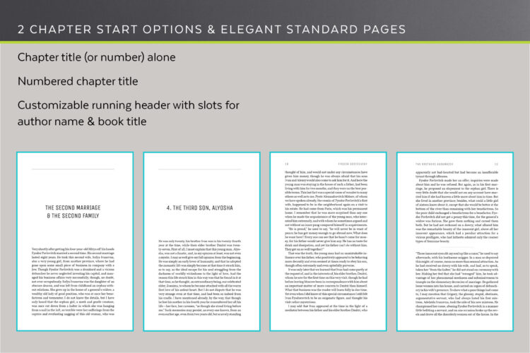 Joyce's two chapter start options and standard pages.