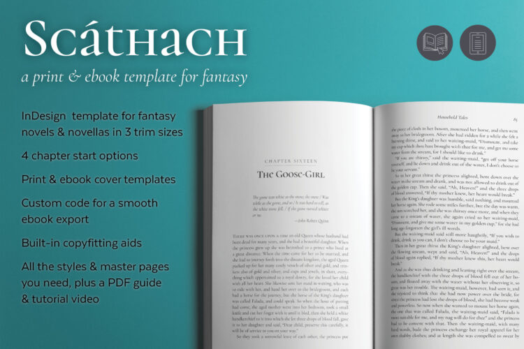 Scathach, a fantasy book design template.