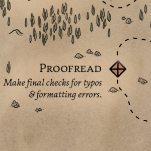 Map segment for Proofreading: Make final checks for typos and formatting errors.